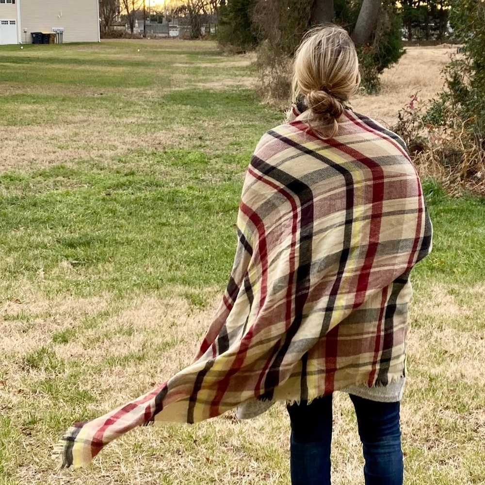 Plaid checkered Burberry look blanket scarf